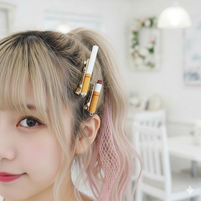 2種セット たばこ ヘアピン 煙草 ヘアクリップ 髪留め シガレット