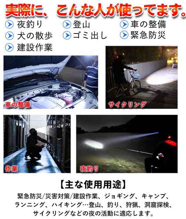 ヘッドライト 充電式 LEDヘッドライト センサー点灯 懐中電灯 充電式ヘッドライト ライト 防水 フリーサイズ ヘルメット着用可 LED 釣り  の通販はau PAY マーケット - ACCELUMINA