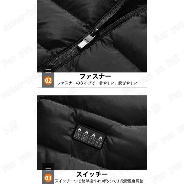 電熱ジャケット 日本製ヒーター 電熱ウェア 長袖 19エリア発熱 電熱服