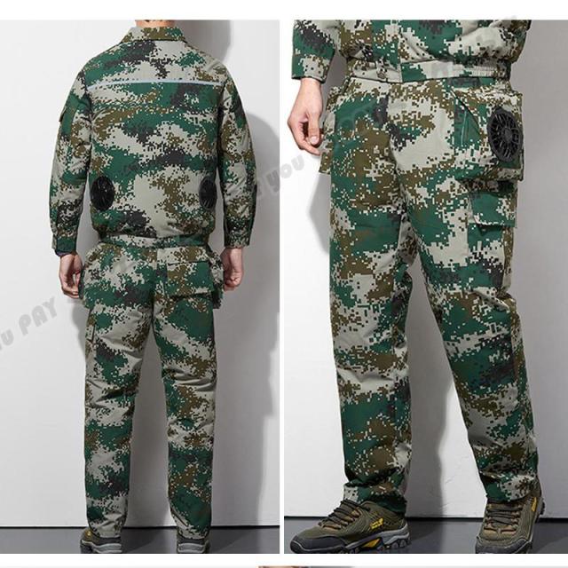 空調作業服 上下セット2つ空調ウェア 空調長袖 バッテリー空調4つ