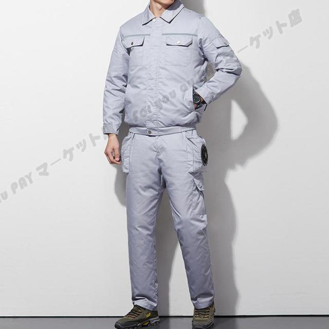 空調作業服 上下セット2つ空調ウェア 空調長袖 バッテリー空調4つ
