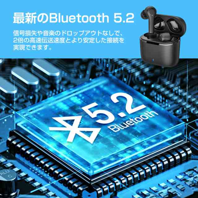 ワイヤレスイヤホン Bluetooth5.2 ノイズキャンセリング IPX6防水
