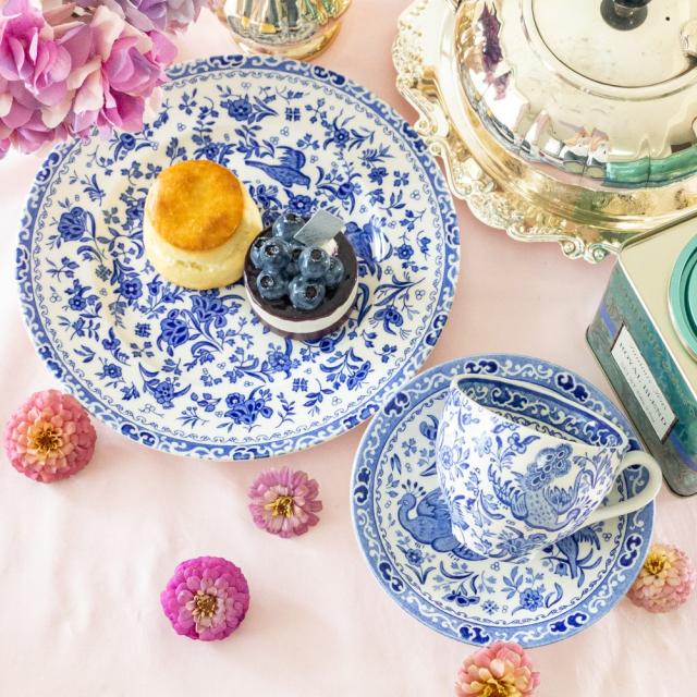 バーレイburleigh ブルーリーガルピーコック プレートL 2枚セット