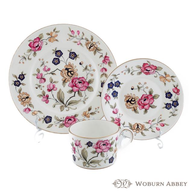 花柄ピンクカップandソーサーとケーキ皿 花柄食器（お皿・カップ）の