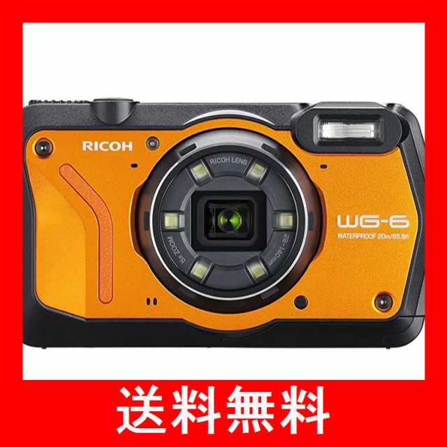 紺×赤 RICOH WG-6 オレンジ 本格防水カメラ 20メートル防水 耐衝撃