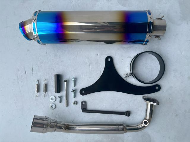 アクシスZ型式8BJ-SEJ6J用輪切りステンレスマフラー アクシスZ バイクマフラー 8BJ-SEJ6J S346 ステンレス ブルーカラー