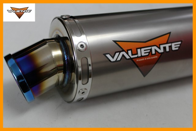 Valiente (バリエンテ) 90Φ×250mm 差込径 60.5Φ用 汎用サイレンサー バイクマフラー チタンソリッド スリップオンマフラー ブルーカラ