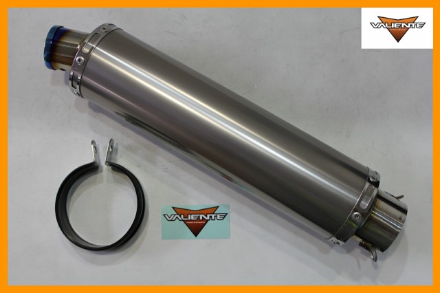 Valiente (バリエンテ) 90Φ×350mm 差込径 60.5Φ用 汎用サイレンサー バイクマフラー チタンソリッド スリップオンマフラー ブルーカラ