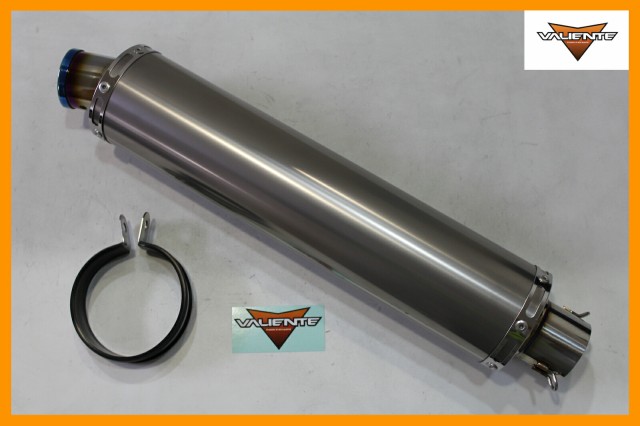 Valiente (バリエンテ) 90Φ×400mm 差込径 50.8Φ用 汎用サイレンサー バイクマフラー チタンソリッド スリップオンマフラー ブルーカラ