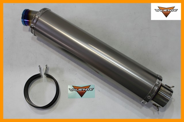 Valiente (バリエンテ) 90Φ×400mm 差込径 60.5Φ用 汎用サイレンサー バイクマフラー チタンソリッド スリップオンマフラー ブルーカラ