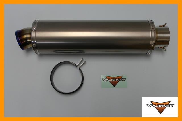 Valiente (バリエンテ) 100Φ×350mm 差込径 60.5Φ用 汎用サイレンサー バイクマフラー チタンソリッド スリップオンマフラー ブルーカラー_3