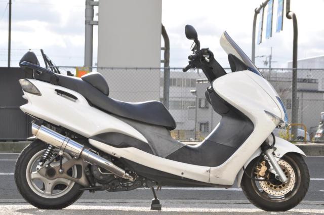 【1/9まで】20インチ シルバー HMS ヤマハ マジェスティ125 (5CA) バイクマフラー (キャブ車・FI車