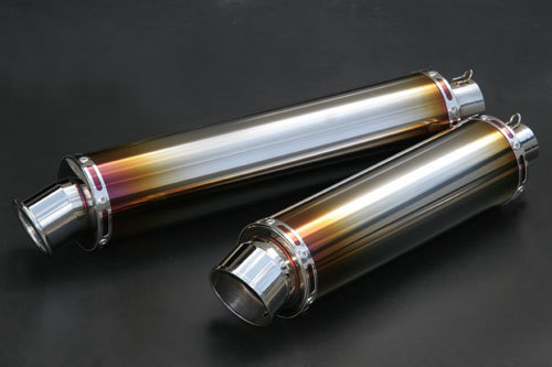 Realize (リアライズ) 90φ×300mm 差込径 60.5φ カールタイプ (TypeC) チタンカラー 汎用サイレンサー バイクマフラー スリップオンマフラーの通販は