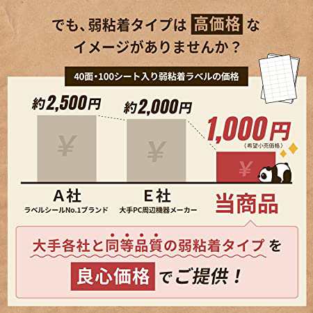 ぱんだ良品 ラベルシール 40面 100シート入 FBA対応 きれいにはがせる