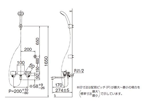 LIXIL(リクシル) INAX サーモスタットバス水栓 樹脂ハンドル・エコフル