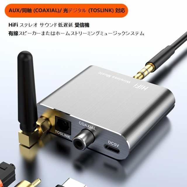 eppfun 3040R Plus Bluetooth 5.2 オーディオレシーバー, 3.5mm AUX