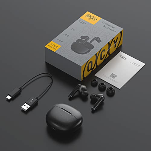 QCY ワイヤレスイヤホン アクティブノイズキャンセリング ハイブリッド ANC 外音取り込み 専用アプリ対応 IPX5 防水 ブラック 黒 QCY-HT0の通販は