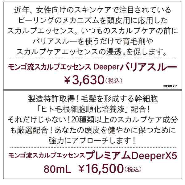 モンゴ流 スカルプエッセンス バリアスルー＆DeeperX5セット ヒト毛根