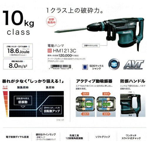 マキタ 電動ハンマー HM1213C SDSマックスシャンク マキタ 電動ハンマー HM1213C SDSマックスシャンク