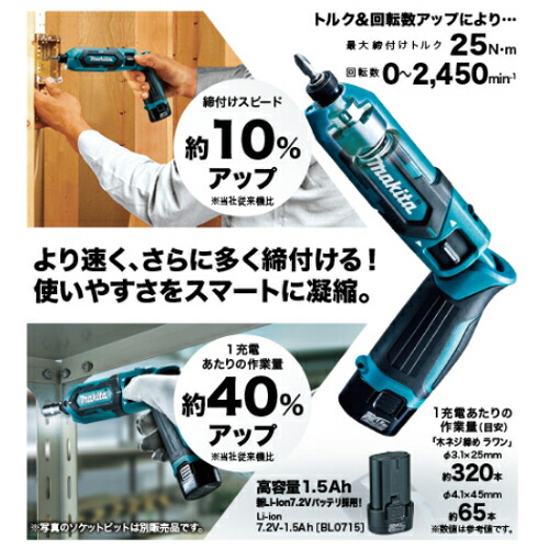 マキタ 充電式ペンインパクトドライバ TD022DSHXB 7.2V(1.5Ah)(黒 