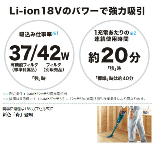 マキタ CL181FDRF(青) 充電式クリーナー(カプセル式掃除機) 18V(3.0Ah) セット品 コードレス