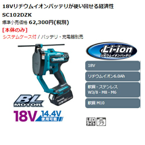 マキタ SC102DZK 14.4V/18V兼用充電式全ネジカッタ(※本体+ケース※バッテリ・充電器別売)_1