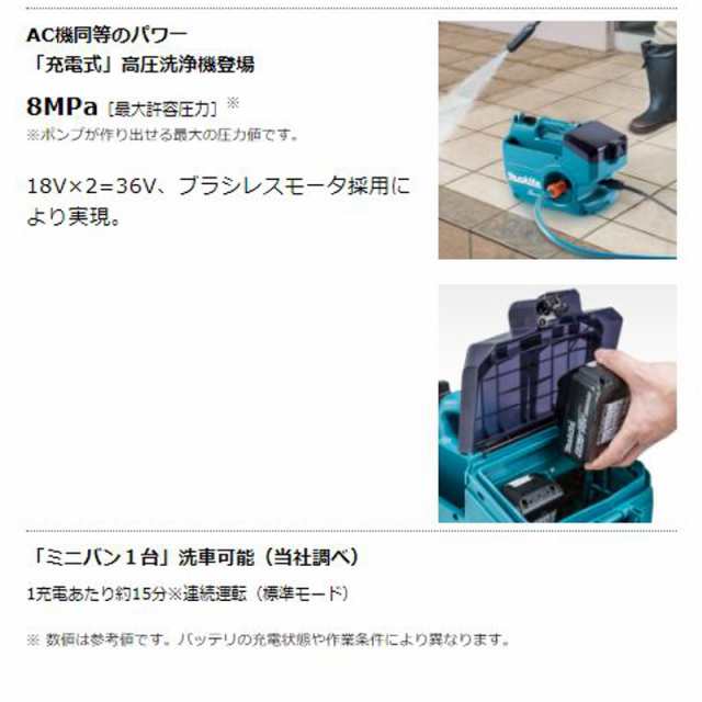 マキタ MHW080DPG2 充電式高圧洗浄機 36V(18V×2本使用)(6.0Ah) セット