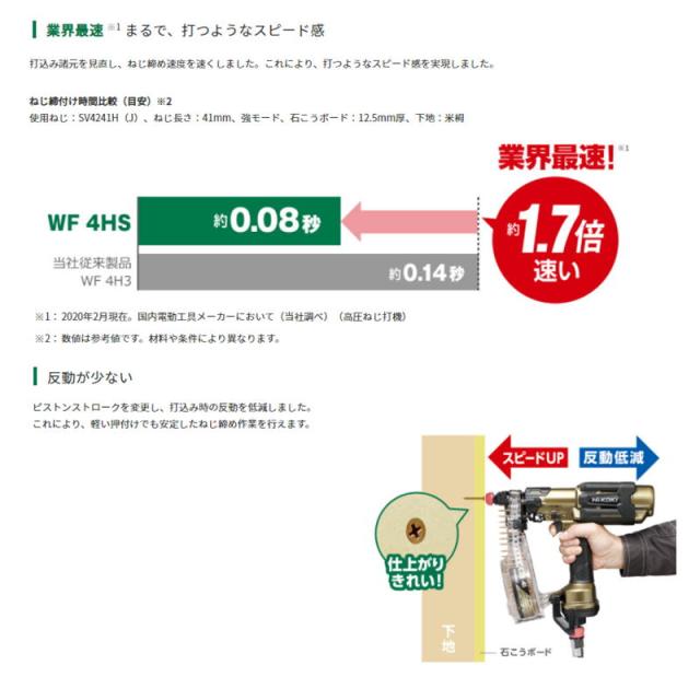 ハイコーキ（旧：日立工機） WF4HS 41mm高圧ねじ打ち機(ビス打ち機 
