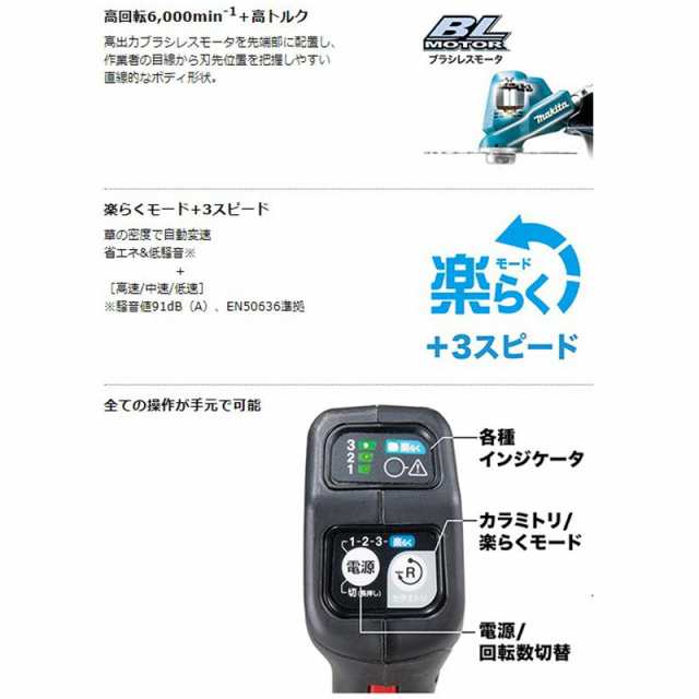 マキタ MUR190UDRG(Uハンドル) 充電式草刈機 18V(6.0Ah) セット品(バッテリBL1860B・充電器DC18RF付)  コードレスの通販はau PAY マーケット 島道具【取扱い商品拡充☆在庫品は最短即日出荷！〜プロツールからDIY工具まで〜】 au PAY  マーケット－通販サイト