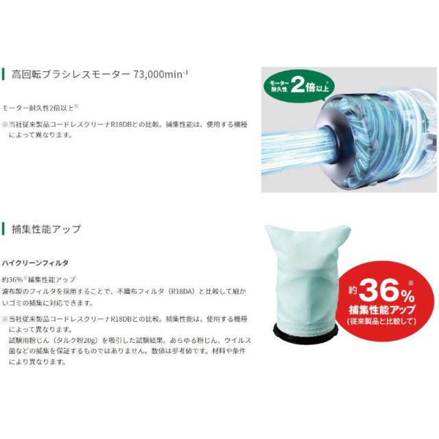 ハイコーキ（旧：日立工機） R36DB(NNG) コードレスクリーナ 