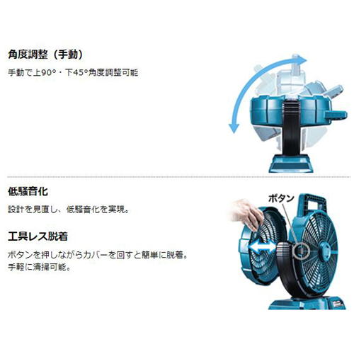 マキタ CF001GZ(青) 自動首振り機能付き充電式ファン(業務用扇風機) 40Vmax(ACアダプタ付属・本体のみ※バッテリ・充電器別売)
