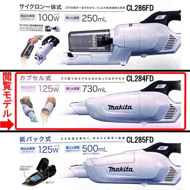 マキタ CL284FDZW 充電式クリーナー(掃除機) 18V 白 本体のみ(充電器