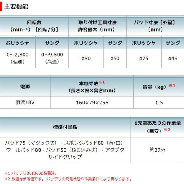 マキタ PV300DZ 80mm充電式サンダポリッシャ 18V 本体のみ(充電器・バッテリー別売) コードレス_6