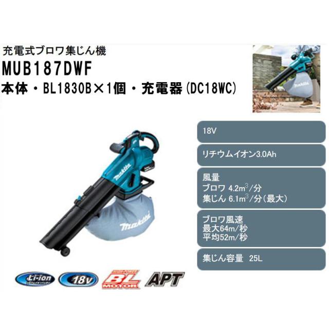 マキタ MUB187DWF 充電式ブロワ集じん機 18V セット品(本体