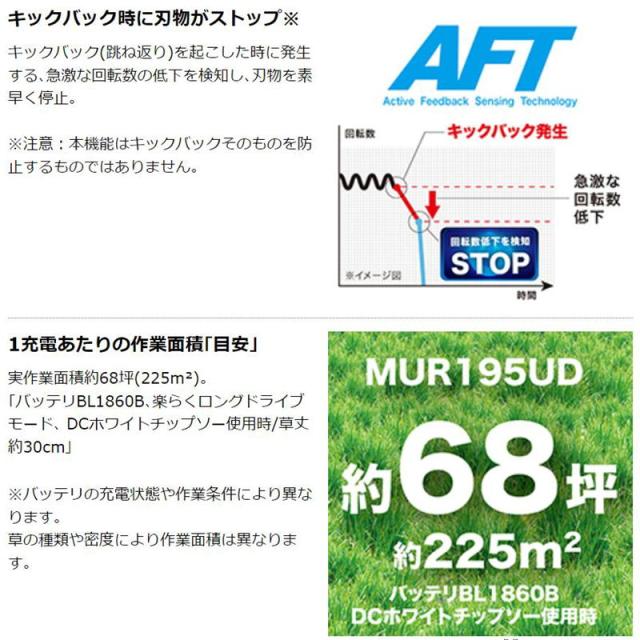 マキタ MUR195WDRG 230mm充電式草刈機 18V セット品(本体・BL1860B×1個・充電器) (2グリップ・後端モータ式)_6