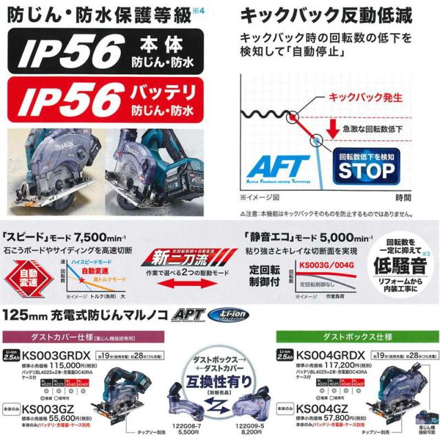 マキタ KS004GZ 125mm充電式防じんマルノコ 40Vmax 本体のみ