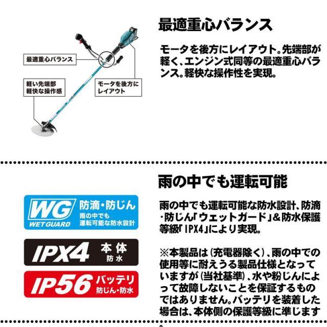 マキタ(makita) MUR009GRM (2グリップ) 充電式草刈機 40Vmax 4Ah セット品(本体・BL4040・充電器) (255mmDCホワイトチップソー付) コードレス_2