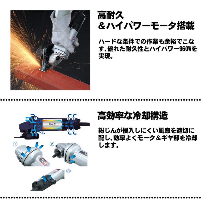 マキタ(makita) 9533L 100mmディスクグラインダ AC100V シルバー (低速高トルク・回転数：9000回転/分)