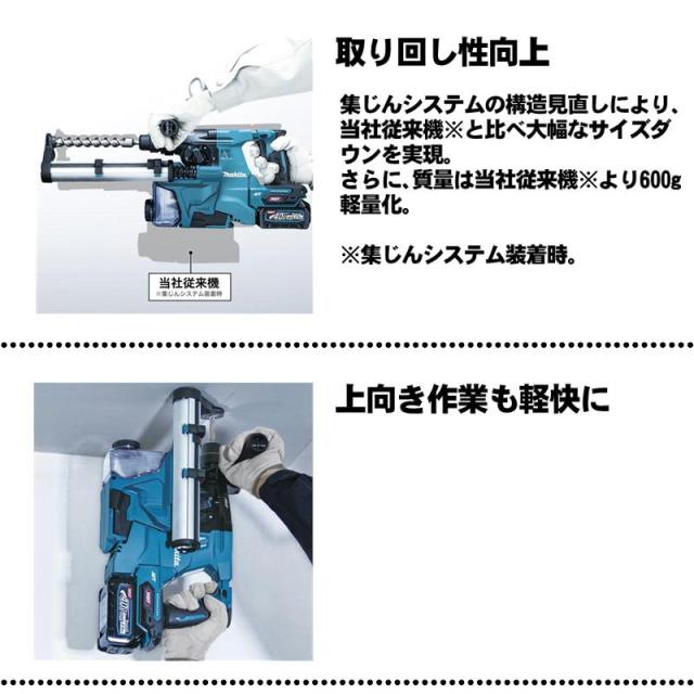 マキタ(makita) HR011GRDXV 28mm充電式ハンマドリル 集じんシステム付 40Vmax 2.5Ah セット品(本体・BL4025×2個・充電器) (SDSプラス軸・3モード切替)_2