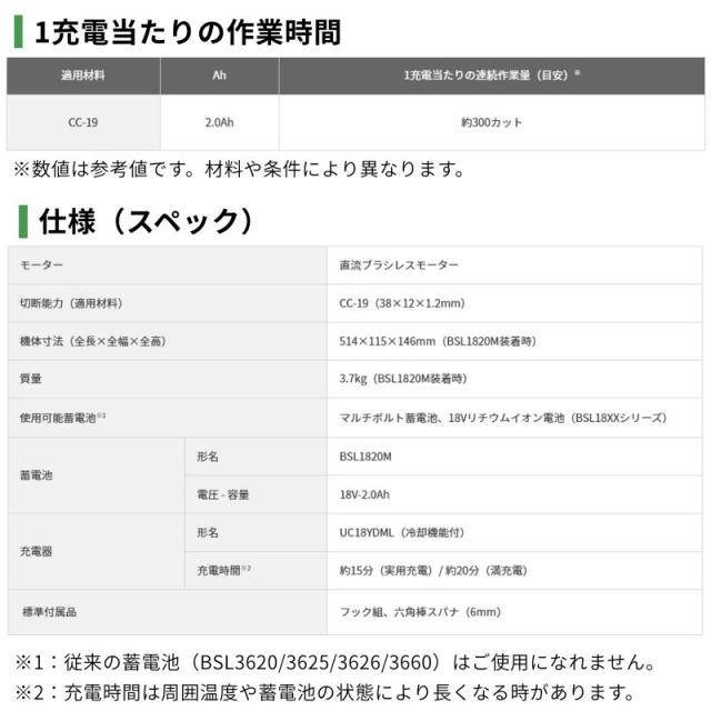 ハイコーキ（旧：日立工機） CE18DYCA(BH) コードレスCチャンカッタ 18V セット品(本体・BSL1820M ×1個・充電器)_4