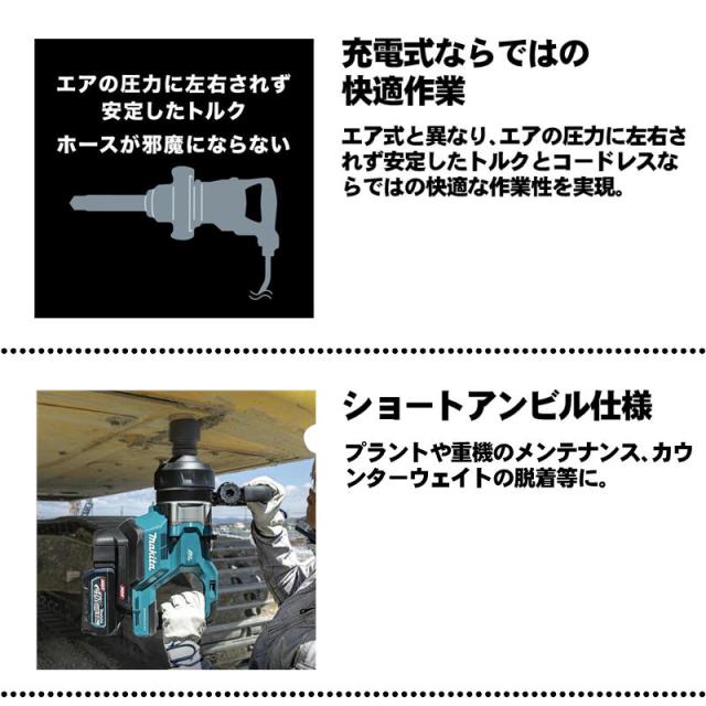 マキタ(makita) TW009GZK 充電式インパクトレンチ 40Vmax 本体のみ・ケース付(充電器・バッテリー別売) (ショートアンビル仕様・角ドライブ：25.4mm)_2