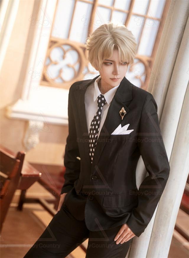 5点セット】コート+ズボン+シャツ+ウィッグ +ネクタイ+ブローチ