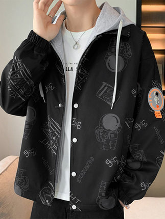 2月中旬発送予定 ジャケット メンズ アメカジ フード付き トラックジャケット ジャンバー カジュアル 秋冬