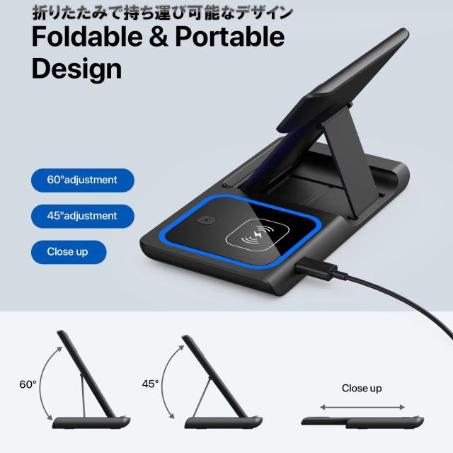 3in1充電器 ワイヤレス充電スタンド Amazon | Xunhomon ワイヤレス充電スタンド 3in1 木製 27W 2台の