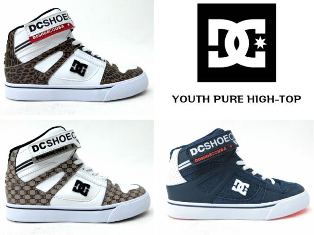 DC SHIE ユースピュアハイトップＳＥ ＥＶ ＳＮ 『ディーシィーシューズ YOUTH'S PURE HIGH-TOP SE EV SN  ブラック/ブラウン/ホワイトXKCW チータープリントCHE デニム/ホワイト4DW ジュニア・キッズスニーカー マジック  ハイカット ダンスシューズの通販は 5,203円