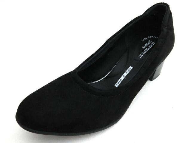 COMPOSITION SPORTS ＣＳ１１１７   婦人靴 コンポジションナインスポーツ  コンフォートシューズ プレーンパンプス チャンキーヒール 【ブラックスエード】23cm 23.5cm 24cm 24.5cm