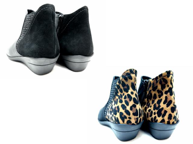 composition9 コンポジションナイン CP26790100 婦人靴 コンフォートシューズ 防滑ソール サイドゴアブーツ ショートブーツ キラキラ アニマル ヒョウ柄 革 日本製  【ブラック】【ブラックスエード/ベージュ】 22.5cm 23cm 23.5cm 24cm 24.5cm