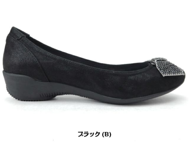 composition9 コンポジションナイン CP2726 コンフォートシューズ バレエシューズ カッター 婦人靴 リボン飾り ウエッジヒール ブラックスエード(BS) 22cm 22.5cm 23cm 23.5cm 24cm 24.5cm