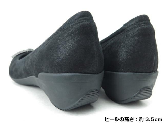 composition9 コンポジションナイン CP2726 コンフォートシューズ バレエシューズ カッター 婦人靴 リボン飾り ウエッジヒール ブラックスエード(BS) 22cm 22.5cm 23cm 23.5cm 24cm 24.5cm