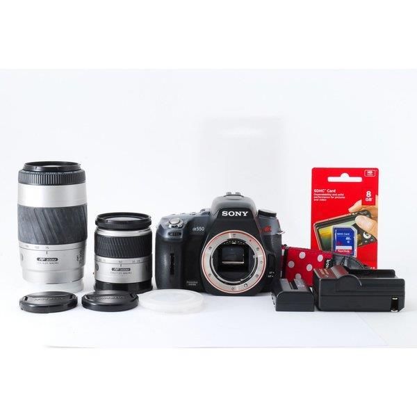 中古】ソニー SONY α550 DSLR-A550 標準&超望遠ダブルズームセット 美品 SD 
